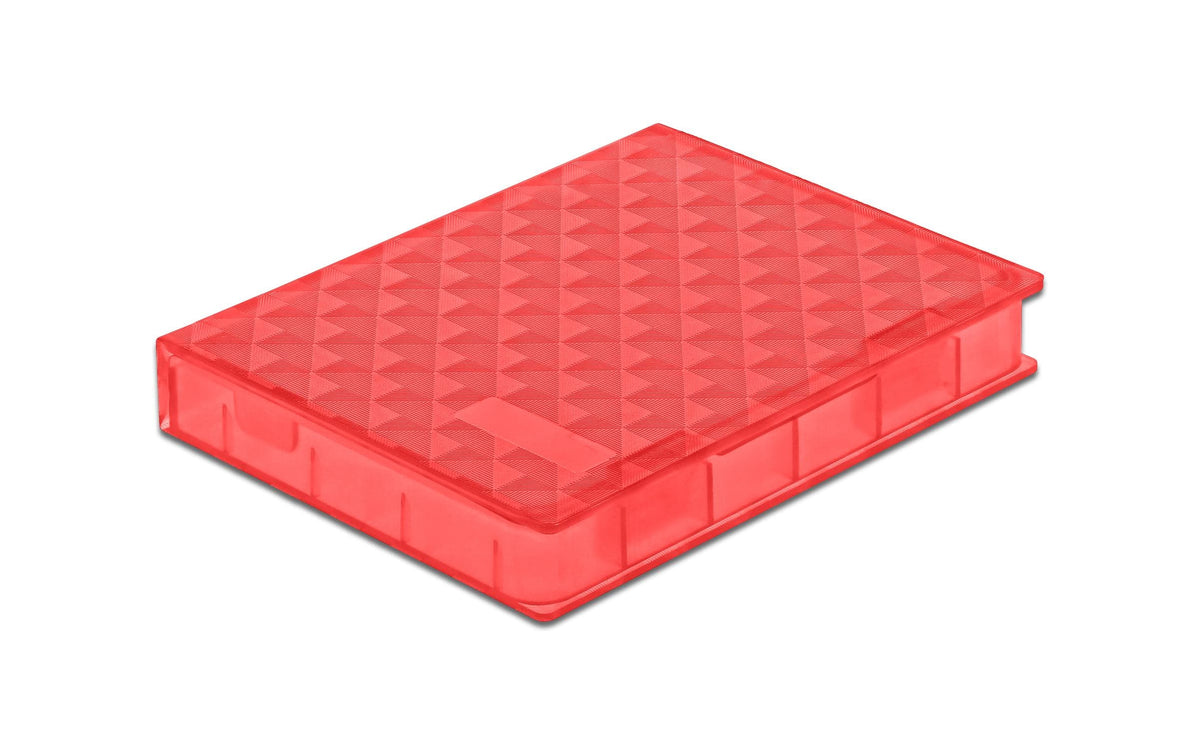 Delock Schutzbox für 2.5 HDD/SSD Anschluss für SATA, Farbe: Rot/Transparent