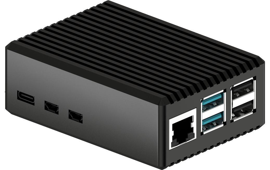 jOY-it Aluminiumgehäuse für Raspberry Pi 5 für Pi 5, schwarz, 91x65x34 mm