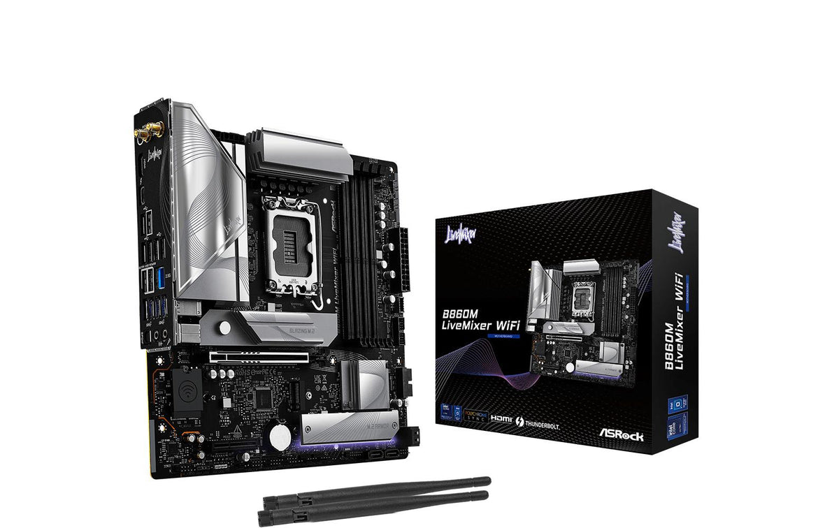 ASRock B860M LIVEMIXER WIFI, mATX, LGA1851 Intel B860, LGA1851, 4x DDR5, PCIe 5.0