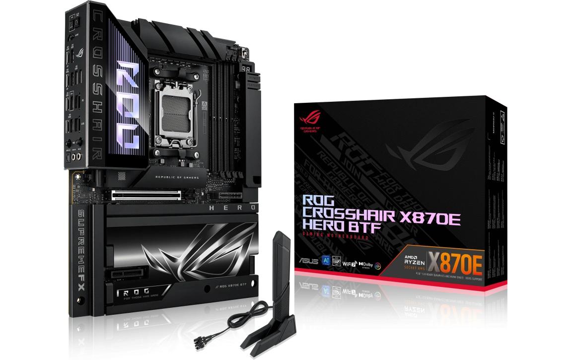 ASUS CROSSHAIR X870E HERO BTF, ATX AM5, AMD X870E, 4x DDR5, PCIe 5.0, WF7, BTF