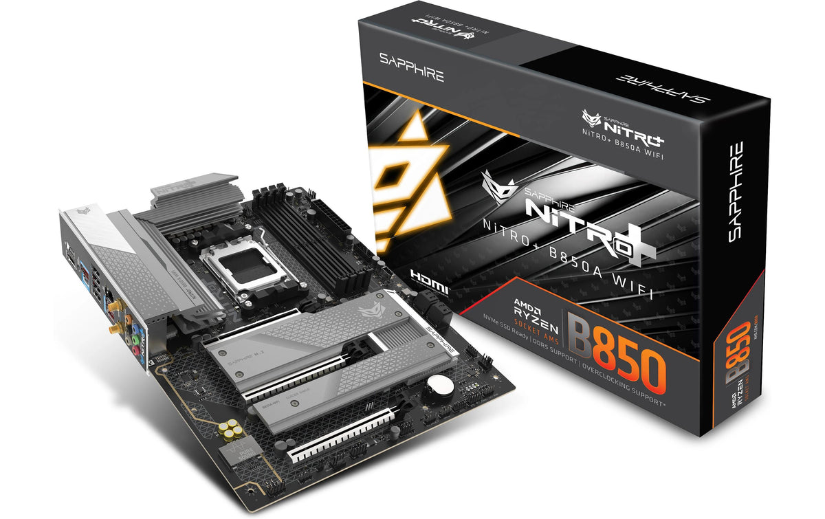 Sapphire NITRO+ B850A WIFI7, ATX, AM5 AMD B850, 4x DDR5, PCIe 5.0, 2.5G, WIFI7