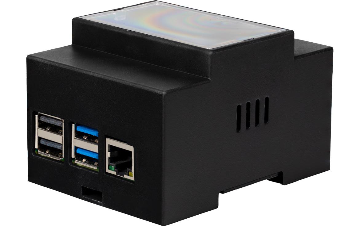 JOY-IT Hutschienen Gehäuse RB-CASEP4-07B Schwarz, für Raspberry Pi 4B, DIN-Rail, Fan