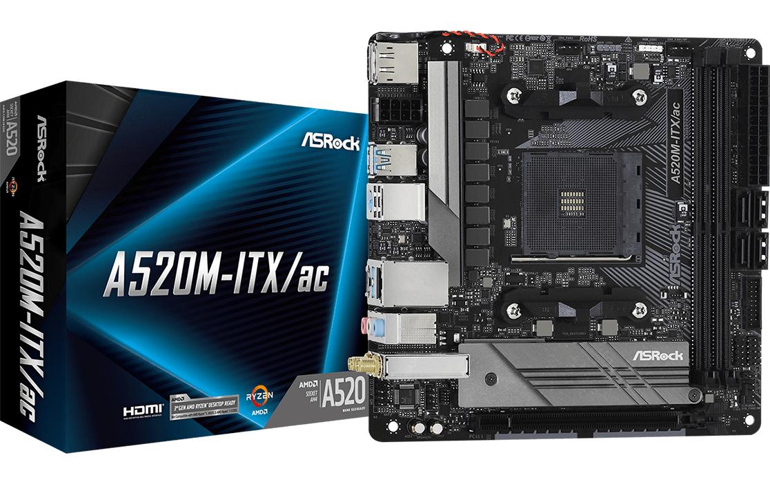 ASRock A520M-ITX/AC, mATX, AM4 AMD B550, 2x DDR4, PCIe 3.0
