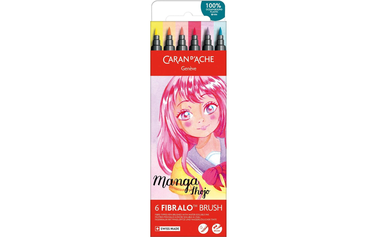 Caran d'Ache Filzstift Fibralo Brush Manga Kartonschachtel mit 6 Farben
