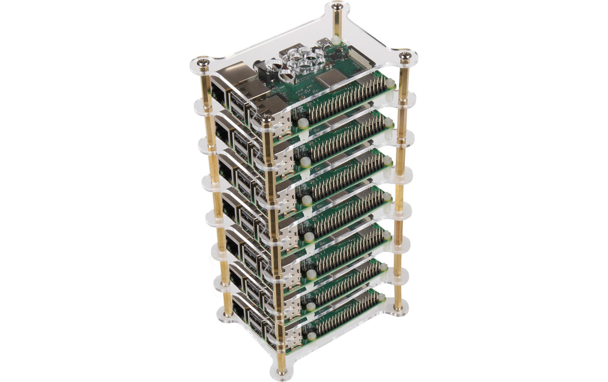 JOY-IT MAkerCase Tower RB-Case+19 8x 8xAcryl Platte, Abstandhalter, für 7x Pi
