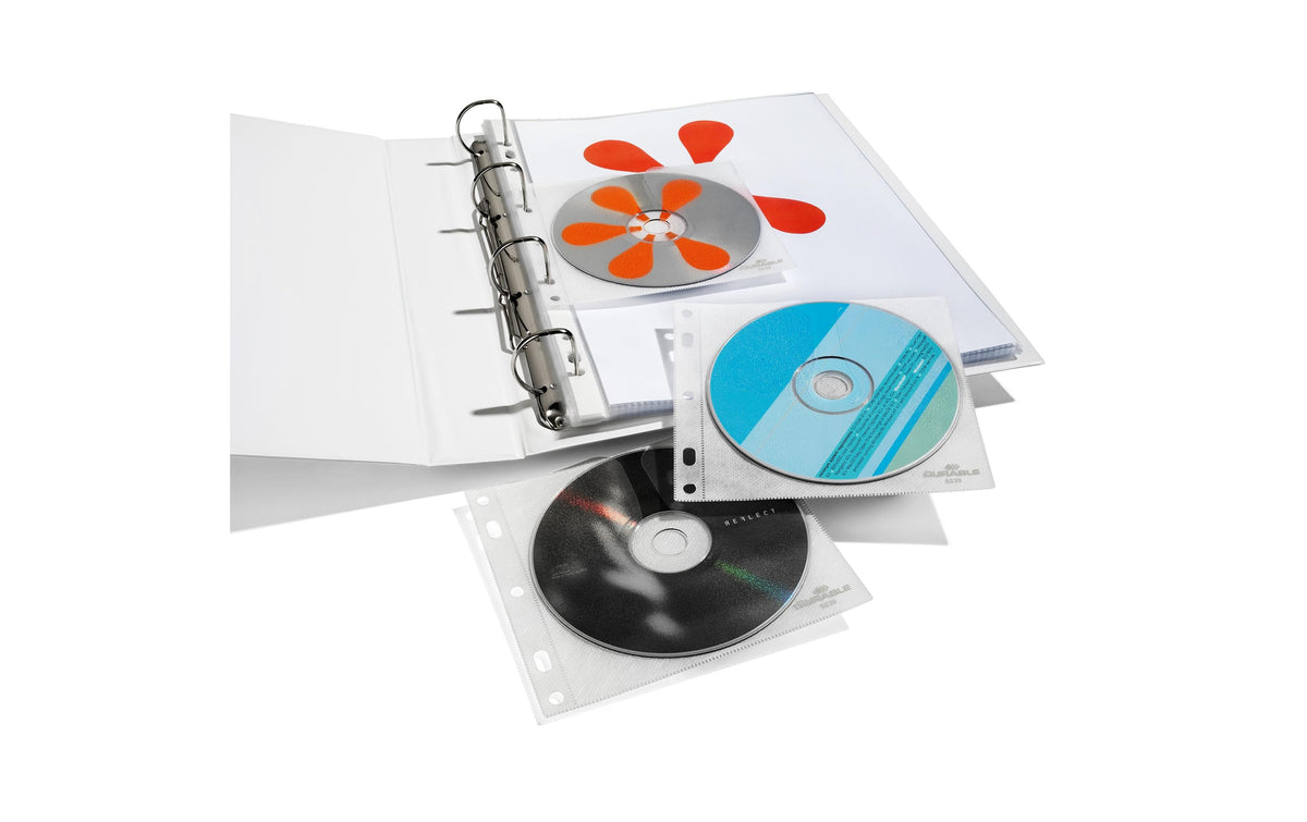 Durable CD/DVD Zeigetaschen, 10 Stk für 1 CD/DVD mit Booklet od. 2 CD/DVD