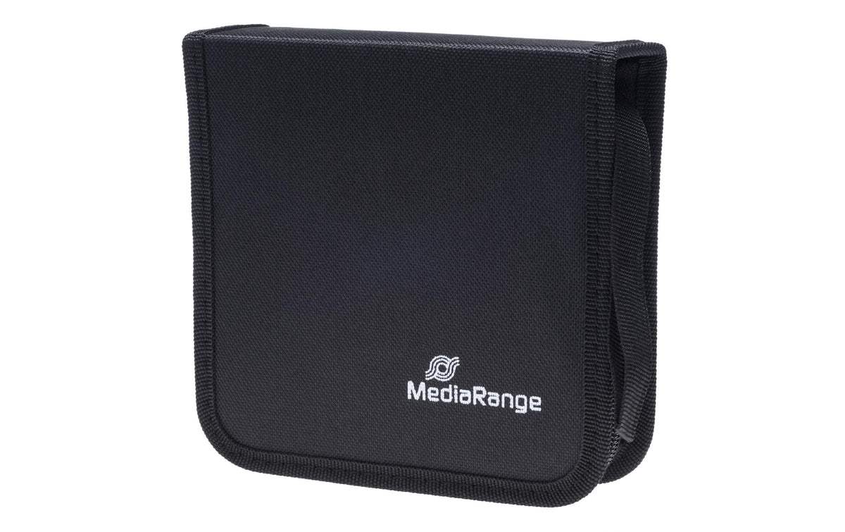 Mediarange CD-Tasche für 24 CDs, schwarz robuster Reissverschluss, Tragschlaufe