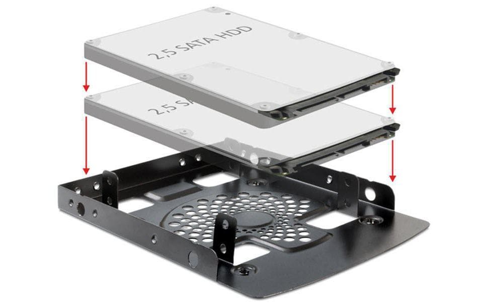 Delock HDD Einbausatz, 2x 2.5 HDD in 3.5 schwarz
