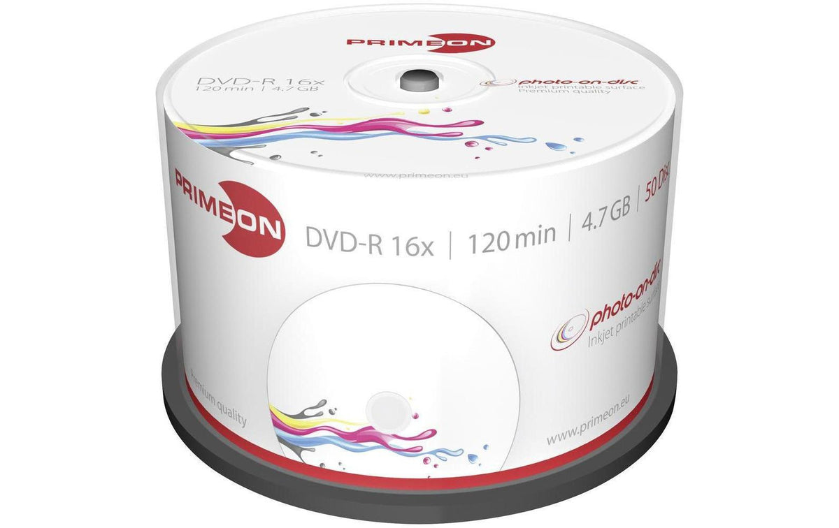 Primeon DVD-R 50er Spindel bis 16-fach, bedruckbar