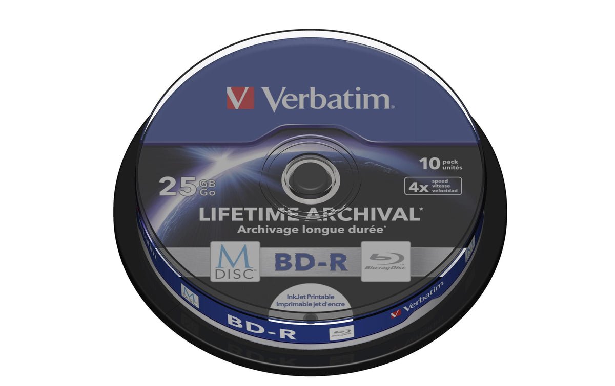 Verbatim BD-R M-DISC 25GB 10er P bis 4-fach, bedruckbar, Spindel
